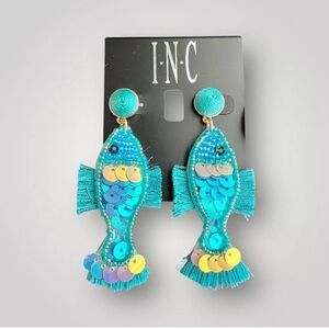 INC International Concepts Teal Mermaid Fish Stud Earrings Gift For Her New